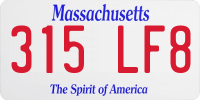 MA license plate 315LF8