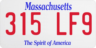 MA license plate 315LF9
