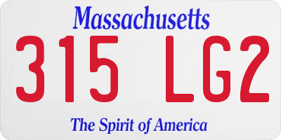 MA license plate 315LG2