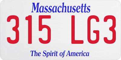MA license plate 315LG3