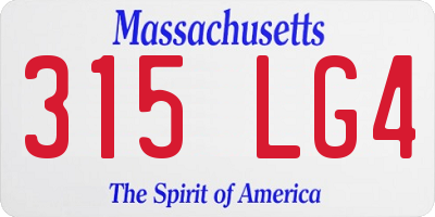 MA license plate 315LG4