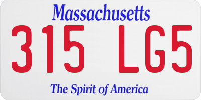 MA license plate 315LG5