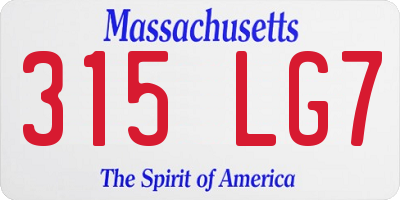 MA license plate 315LG7