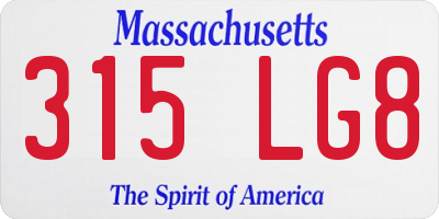 MA license plate 315LG8