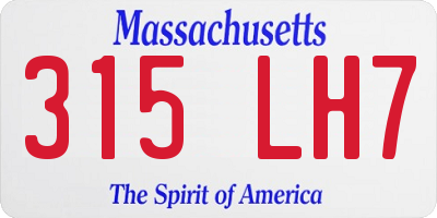 MA license plate 315LH7