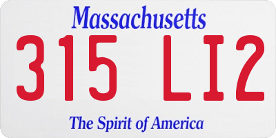 MA license plate 315LI2