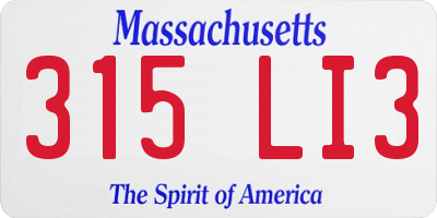MA license plate 315LI3