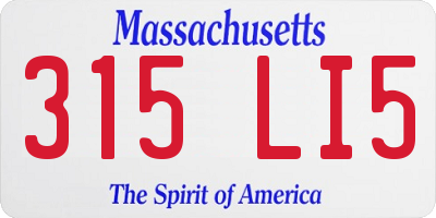 MA license plate 315LI5