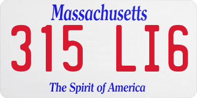 MA license plate 315LI6