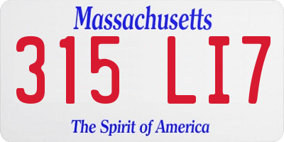 MA license plate 315LI7