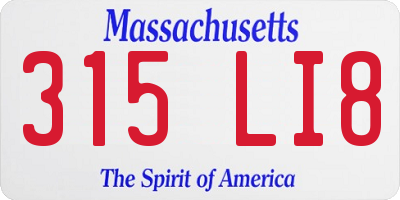 MA license plate 315LI8