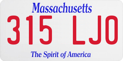 MA license plate 315LJ0