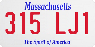 MA license plate 315LJ1