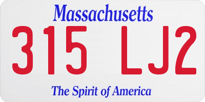 MA license plate 315LJ2