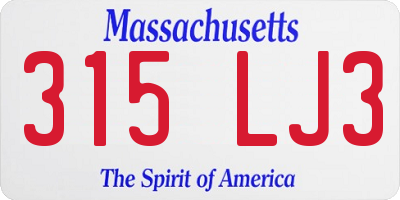MA license plate 315LJ3