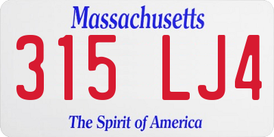 MA license plate 315LJ4