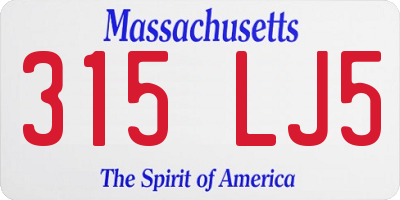 MA license plate 315LJ5