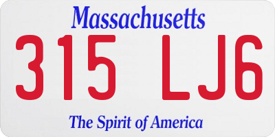 MA license plate 315LJ6