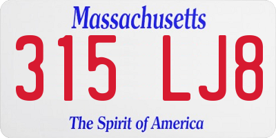MA license plate 315LJ8