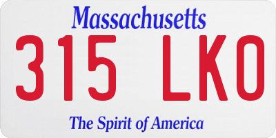 MA license plate 315LK0