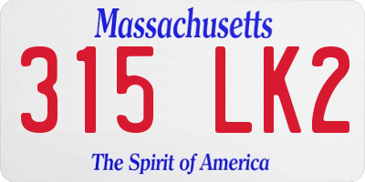 MA license plate 315LK2