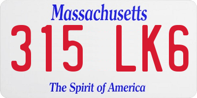 MA license plate 315LK6