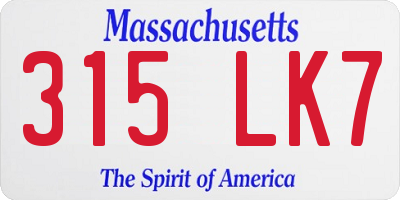 MA license plate 315LK7
