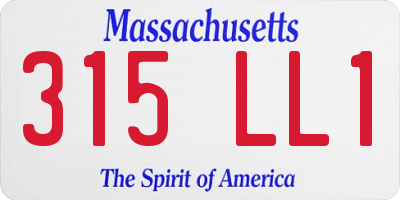 MA license plate 315LL1