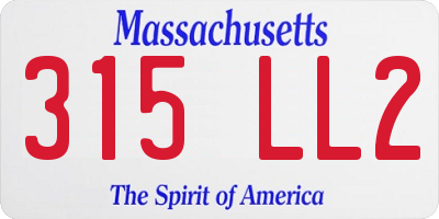 MA license plate 315LL2