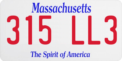 MA license plate 315LL3