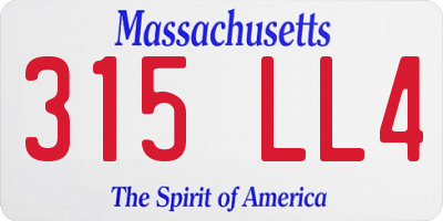 MA license plate 315LL4