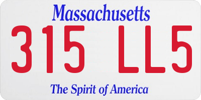 MA license plate 315LL5