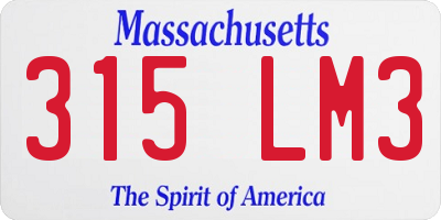 MA license plate 315LM3