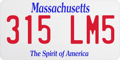 MA license plate 315LM5