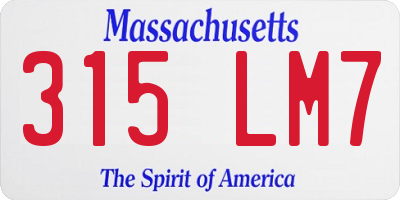 MA license plate 315LM7