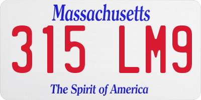 MA license plate 315LM9