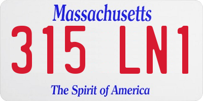 MA license plate 315LN1