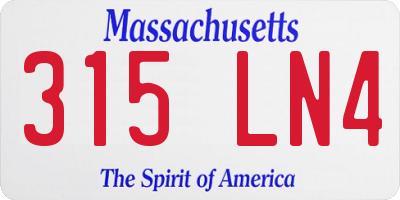 MA license plate 315LN4