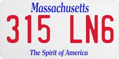 MA license plate 315LN6
