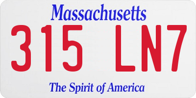 MA license plate 315LN7