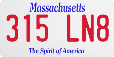 MA license plate 315LN8