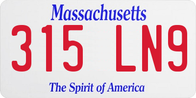 MA license plate 315LN9