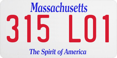 MA license plate 315LO1