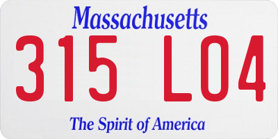 MA license plate 315LO4