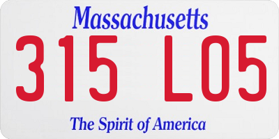 MA license plate 315LO5
