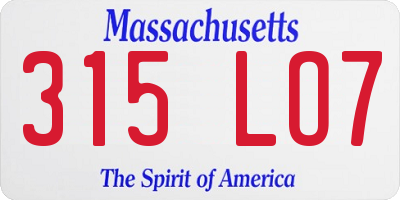 MA license plate 315LO7