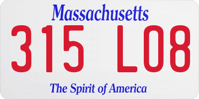 MA license plate 315LO8