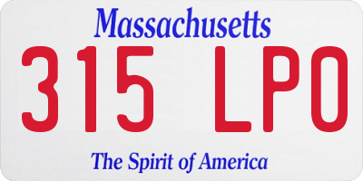MA license plate 315LP0