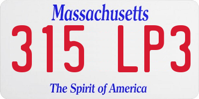 MA license plate 315LP3