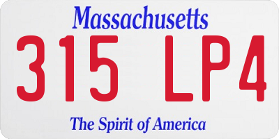 MA license plate 315LP4